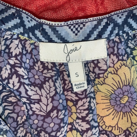 Joie Shara Print Silk Tank Blue Yellow White Small - Picture 6 of 15